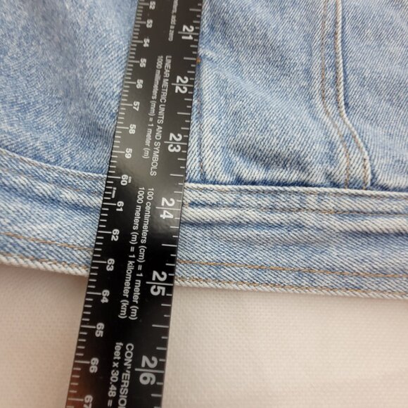 Vintage Denim Vest Womens L Blue Faded Button up w pockets by ABE Jeans - Picture 6 of 14